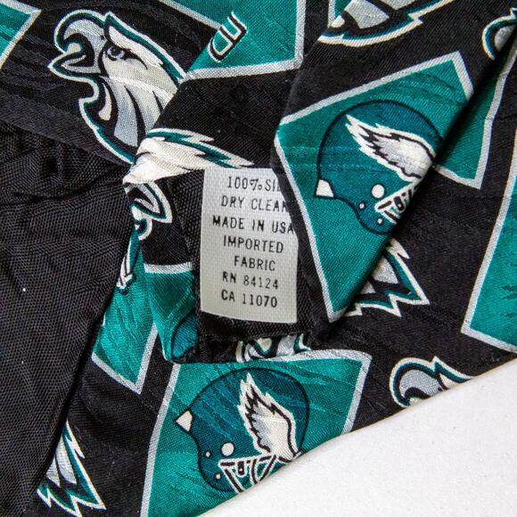 Vtg Philadelphia Eagles Neck Tie Ralph Marlin Silk 1996 RM Sport NFL 56"L 3 3/4W - Picture 4 of 5